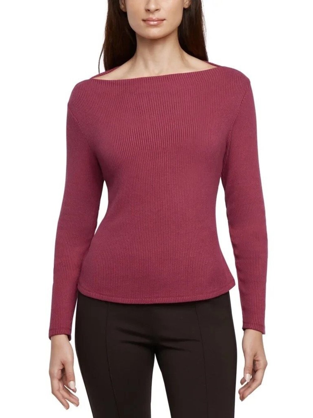 Banana Republic Women's Ribbed Long Sleeve Top Red XS